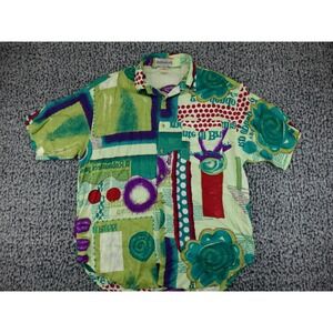 Unionbay‎ Mens M Multicolor Abstract Print Rayon Short Sleeve Button Down Shirt